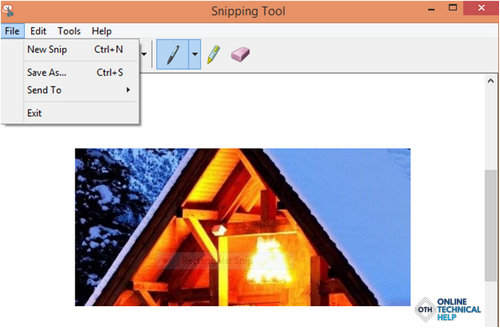 File option in the snippint tool image in windows 10